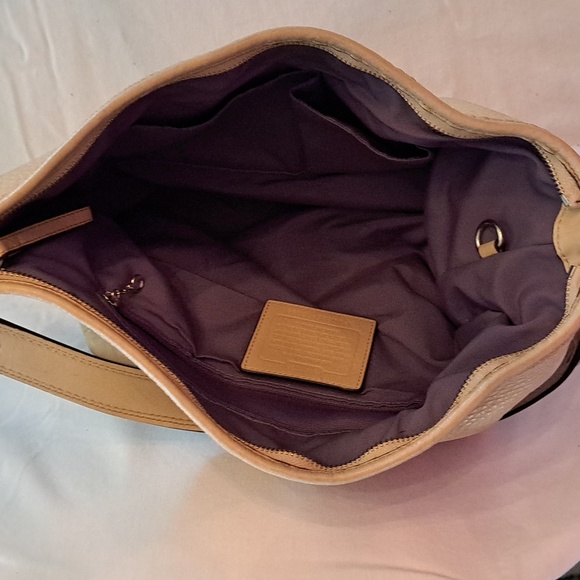 Coach Sarah Pebbled Leather Hobo in Yellow/Taupe - Picture 2 of 9